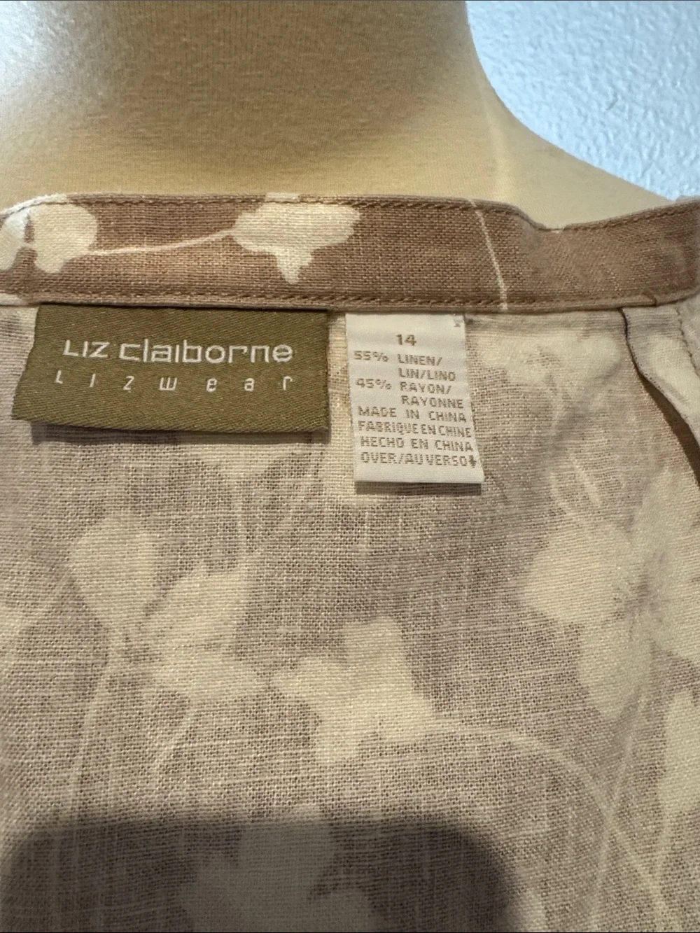 Liz Claiborne Beige Maxi Wrap Skirt with White Floral Embroidery